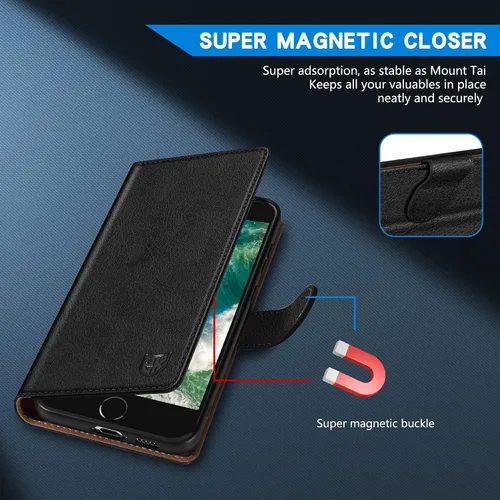 Miniatura 3 de ZZXX Funda tipo cartera para iPhone 7 Plus/iPhone 8 Plus con bloqueo RFID, ranura para tarjetas, función atril, cierre magnético, funda protectora