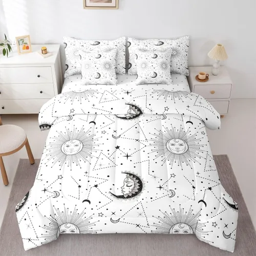 Miniatura 18 de Erosebridal Juego de edredón de tamaño individual para niños, cama de fútbol de 7 piezas en una bolsa, sábanas y fundas de almohada, juego de ropa