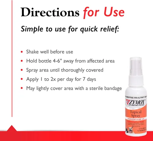 Miniatura 7 de Zymox Spray tópico para puntos calientes para perros y gatos con 1% de hidrocortisona, 2 onzas