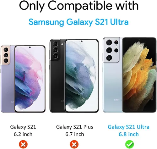 Miniatura 2 de TAURI Diseñado para Samsung Galaxy S21 Ultra 5G de 6.8 pulgadas, protector de pantalla de privacidad de película de TPU flexible + protector de Negro