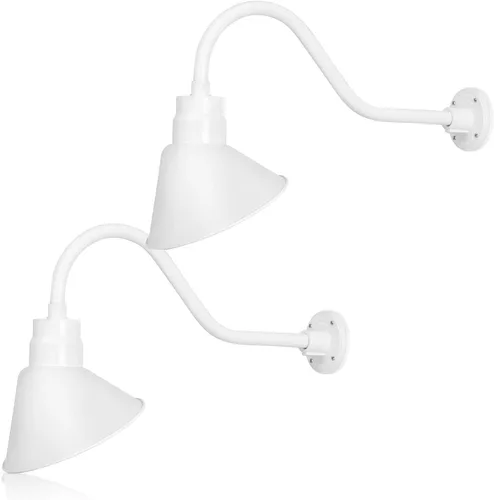 Miniatura 31 de Lámpara de señal de cuello de cisne con pantalla angular negra satinada de 10 pulgadas con brazo de extensión largo de 22 pulgadas, aplique de pared