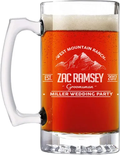 Miniatura 10 de Taza de cerveza de vidrio con monograma grabado personalizado, 34 onzas, Día del Padre, monograma, nombre personalizado, regalos de cerveza Claro