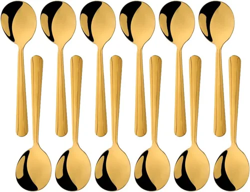 Miniatura 12 de Juego de cubiertos de cuchara redonda de 12 piezas, cucharas redondas de 5.8 pulgadas, color plateado