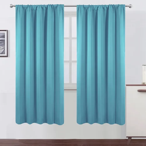 Miniatura 32 de LEMOMO Cortinas opacas negras para cocina, 42 x 45 pulgadas, juego de 2 paneles de cortinas opacas con bolsillo para cortinero para ventana pequeña