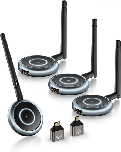 Miniatura 12 de TIMBOOTECH Transmisor HDMI inalámbrico y 4 receptores, hasta 8 pantallas, Plug and Play, extensor inalámbrico HDMI de 5.8 G para PC, laptop, caja