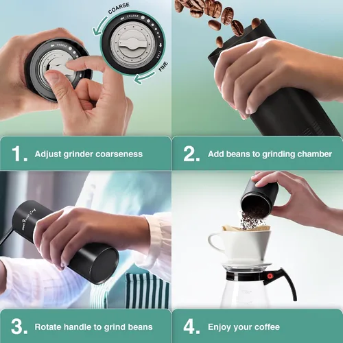 Miniatura 2 de Molinillo de café manual de rebabas - Molinillo de mano portátil para café expreso para viajes