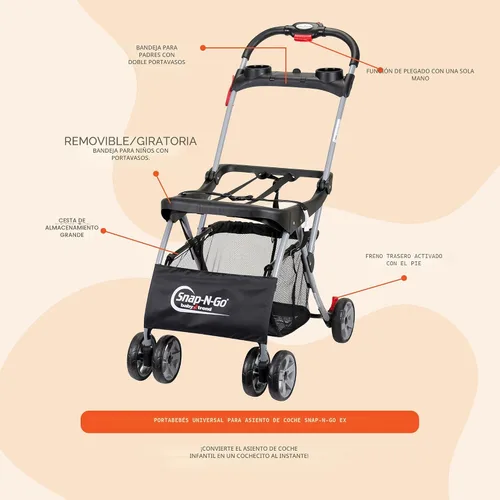 Miniatura 4 de Baby Trend Snap n Go, Asiento infantil para coche universal EX Carrier