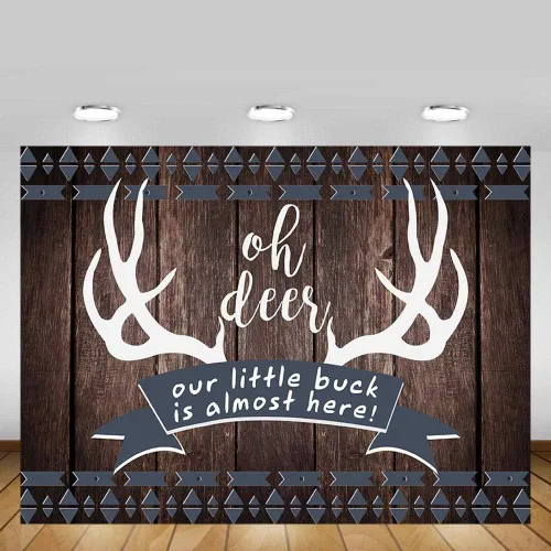 Miniatura 2 de MEHOFOND 7 x 5 pies rústico Oh Deer Baby Shower fondo de madera It's a Boy Buck On The Way Baby Shower Antlers Woodland telón de fondo decoración
