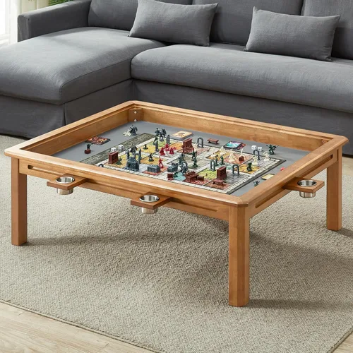 Mesa auxiliar de juego de mesa con parte superior extraíble, asientos para 4 jugadores con área de juego de 3 pies - 7 pulgadas x 2 pies 9 pulgadas,