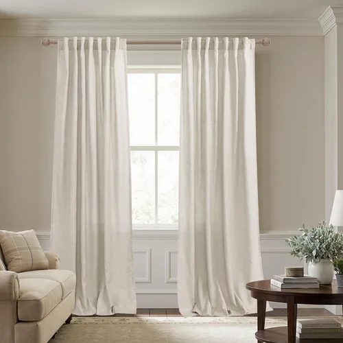 Miniatura 106 de KOUFALL Cortinas de lino azul marino de 84 pulgadas de largo, cortinas transparentes azul oscuro para sala de estar y dormitorio, medianoche