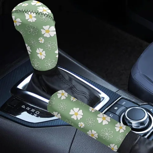 Miniatura 10 de Juego de 2 piezas set de accesorios interiores para coche, para las mujeres, hombres; cubierta de palanca de cambios/freno de mano, personalizada