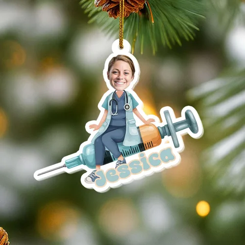 Miniatura 21 de Adorno acrílico en forma de cámara 2D, nombre personalizado y foto colgante de Navidad para fotógrafo, adorno de marco de fotos retro personalizado