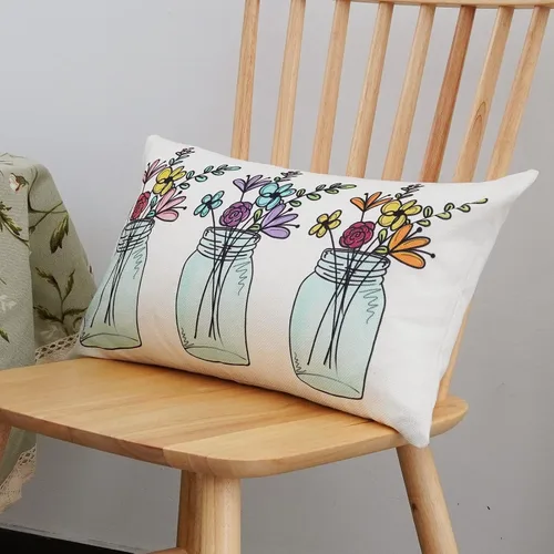 Miniatura 3 de ONWAY Funda de almohada lumbar de 12 x 20 pulgadas, diseño de florero floral de primavera y verano, decoración de patio, para sofá, cama
