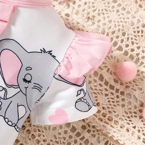 Miniatura 2 de Mameluco de manga corta con estampado de elefante para recién nacido, para primavera y verano