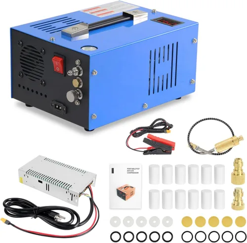 Compresor de aire PCP portátil 4500 PSI / 30 MPa: transformador y ventilador incorporados, sin aceite/agua, arranque de un botón, para rifles de