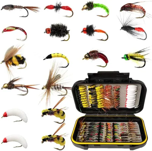 Miniatura 13 de Fly Fishing Flies Kit Trout Steelhead Salmon Bass Flies Assortment 32Pcs-148pcs Include Dry Wet Flies Nymphs Streamers Maggot, Fly Lure Set 24
