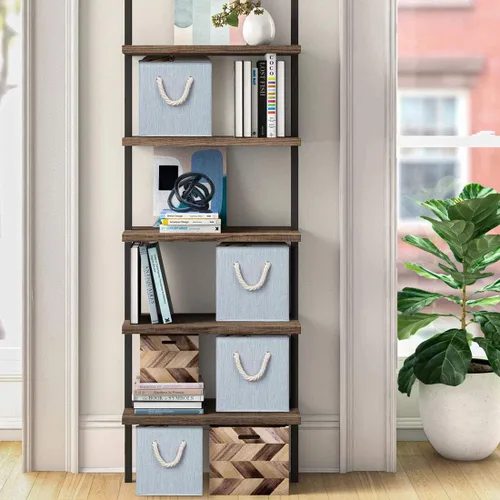 Miniatura 2 de Contenedores plegables de almacenamiento de tela de bambú gris, plegable, resistente, con asa de cuerda de algodón, para oficina en casa