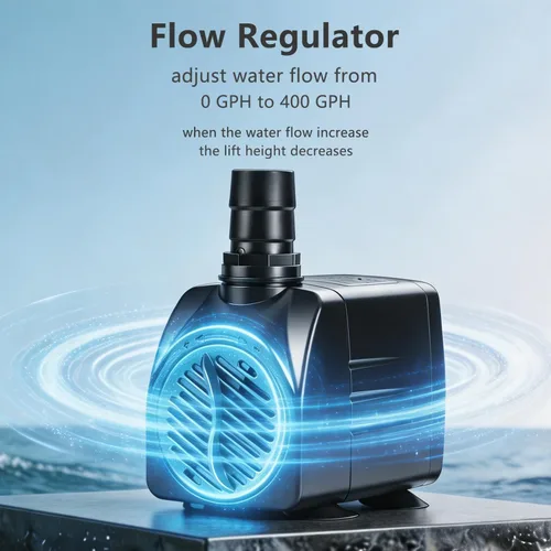 Miniatura 6 de Bomba de agua sumergible alizzy de 400 GPH, 25 W, bomba de fuente con apagado automático con 6.5 pies de elevación alta y 4.92 pies de tubo