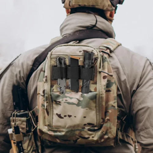 Miniatura 6 de Soporte para cargador de triple pistola, 1 paquete de soporte para linterna Molle, bolsa de gancho y bucle para mochilas de transporte ocultas