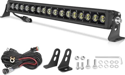 Miniatura 16 de OFFROADTOWN 8inch 120W 2pcs LED Light Bar Amber Single Row Fog Lights LED Pods Slim Offroad Driving Lights Yellow Spot Bumper Light with Wiring