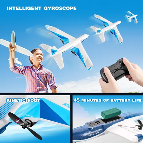 Miniatura 2 de 4DRC Aviones de espuma G2 con control remoto para niños y adultos, aviones RC con 3 baterías para principiantes y adultos, juguetes de avión regalos