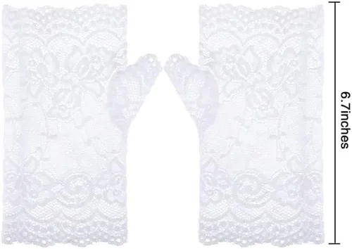 Miniatura 4 de Women Short Lace Gloves Fingerless Lace Gloves Tea Party Gloves Sunblock Bridal Floral Gloves