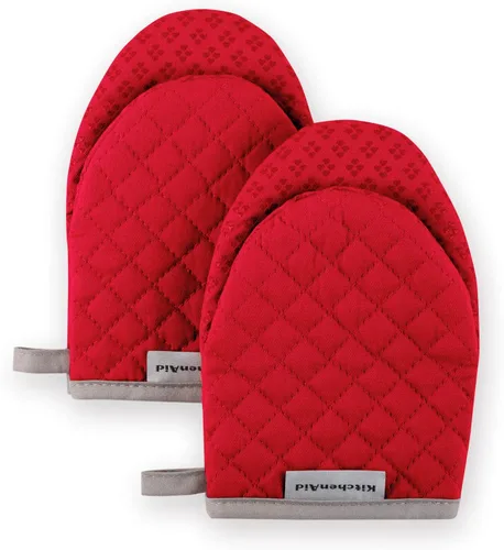 Miniatura 8 de Guantes KitchenAid, mini guantes de horno, de algodón, con agarre de silicona Verde pistacho