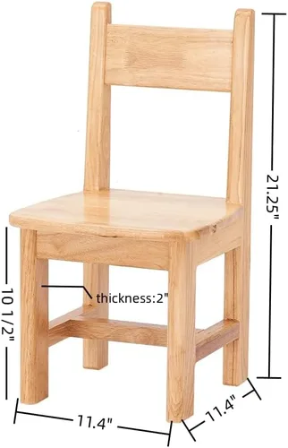 Miniatura 2 de Silla infantil de madera maciza de madera pura para niños, jardín de infantes y muebles para el hogar de los niños, natural (2 mismas sillas)