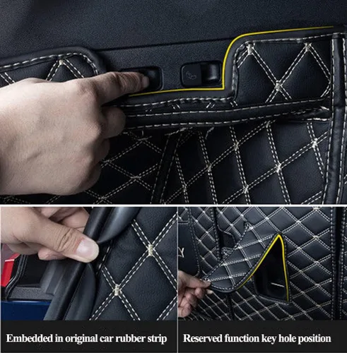 Miniatura 7 de Compatible con Porsche Macan (modelo de combustible), alfombrilla de maletero + protector de asiento trasero + cubierta de lados altos, alfombrilla