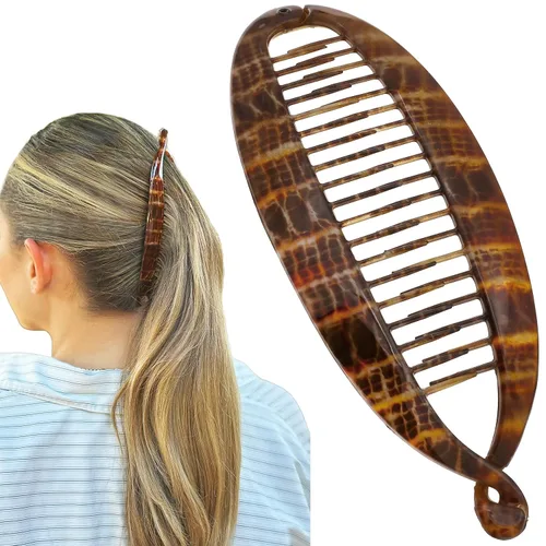 Miniatura 19 de Camila Paris CP3133 - Peine de pelo con clip de plátano francés de 4.5 pulgadas, para niñas, estilo clásico, flexible, para cola de caballo Beige