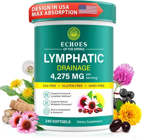 Suplementos de drenaje linfático, suplemento de apoyo del sistema linfático de 4275 mg para mujeres y hombres, apoyo diario de bienestar, mezcla de