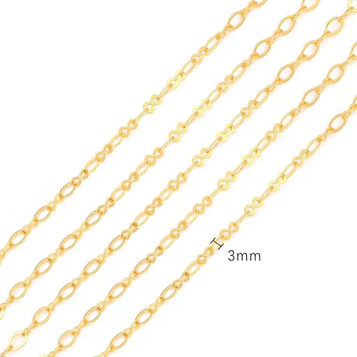 Miniatura 2 de Beadia - Cadenas en O bañadas en oro de 18 quilates de 3 mm y 2 metros para la fabricación de joyas Cadena O
