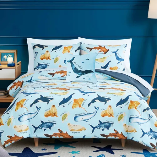 Miniatura 21 de Juego de edredón para niños Kaleido Space tamaño individual para niños, juego de ropa de cama para niños con luz en la oscuridad para jugadores, 1