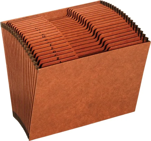Globe-Weis / Pendaflex Heavy Duty, archivo desplegable, tapa abierta, 21 bolsillos, A-Z, 1/3 lengüetas de corte, tamaño carta, marrón (R217AHD).,