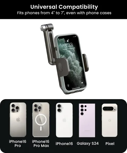 Miniatura 7 de Karmus Soporte de teléfono para visera solar para automóvil, soporte de teléfono con clip de aleación de aluminio con bloqueo automático, rotación