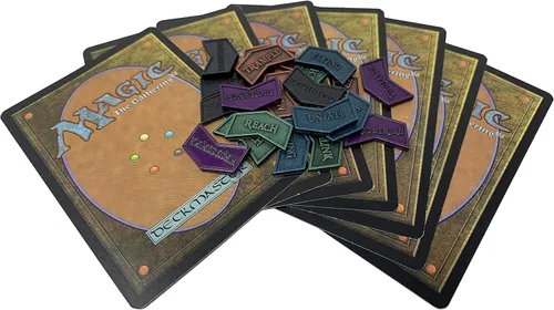 Miniatura 8 de Citadel Black MTG - Contadores de palabras clave de metal, juego de 24 fichas reversibles, incluye bolsa de cordón, acabado de metal antiguo