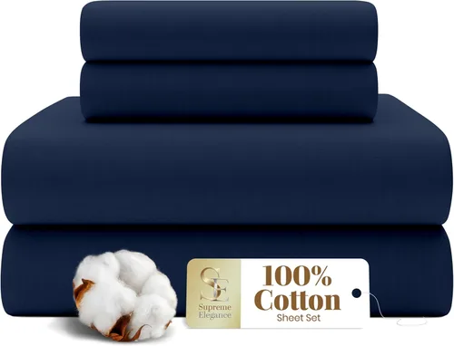 Miniatura 18 de SUPREME ELEGANCE Juego de sábanas de cama individual 100% algodón - Blanco ártico, ropa de cama de percal de 3 piezas, sábanas transpirables frescas
