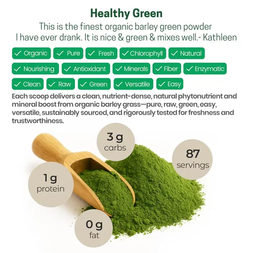 Miniatura 5 de Polvo de hierba de cebada orgánica, rico en antioxidantes, polvo de césped orgánico potenciador de energía, superalimento 100% natural, vegano, sin