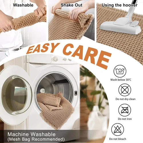 Miniatura 6 de Alfombra de Baño de Lujo tipo Waffle, Súper Absorbente Antideslizante, Alfombras de Baño Bohemias, Ultra Suaves y Cómodas, Lavables a Máquina