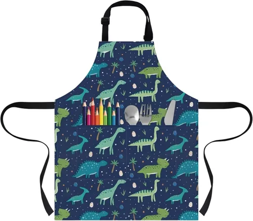 Cozeyat Delantales de cocina para niños y niñas, delantales de pintura con bolsillos, delantales ligeros con correa ajustable