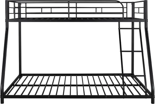 Miniatura 7 de Majnesvon Litera de metal para suelo, cama individual sobre matrimonial, litera baja, marco resistente con escalera inclinada y barandillas