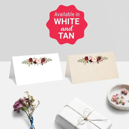 Miniatura 4 de 321Done Red Roses - Tarjetas de lugar para colocar la mesa, juego de 50 tarjetas de nombre en blanco, tabla de asientos y tarjeta de posición