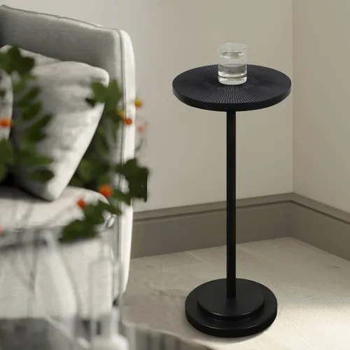 Miniatura 3 de COVLON Mesa de bebidas, mesa de Martini tallada, mesa auxiliar pequeña, mesa de pedestal con base pesada para sala de estar, dormitorio, espacio
