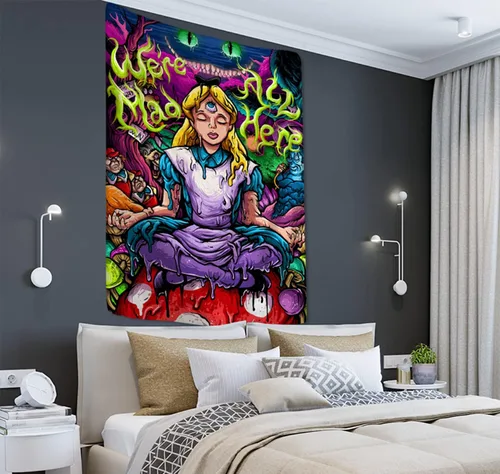 Miniatura 6 de Tapiz de anime para niña, divertido tarot para colgar en la pared, carteles decorativos estéticos diarios para dormitorio, sala de estar