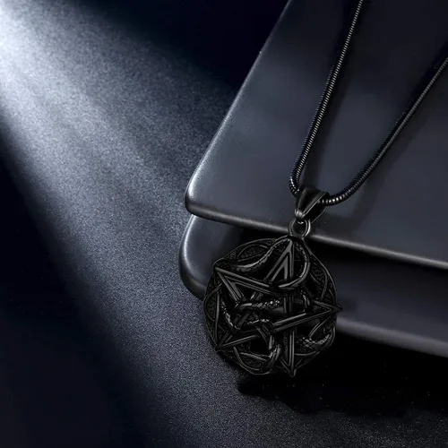 Miniatura 6 de Pentagram Pentacle Wiccan Necklace -Star Satanic Pendant 316L Stainless Steel Traditional Seal of Solomon Tetragrammaton Eliphas Levis Pentagra