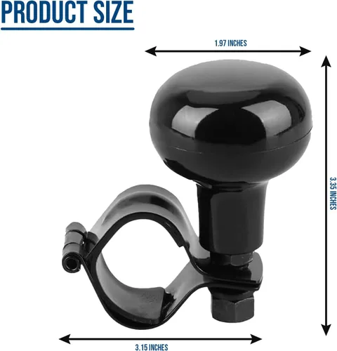 Miniatura 3 de Zento Pomos de Dirección Clásicos Negros Ajuste Universal Volante de Vehículo Suicide Spinner Manijas de Calidad Premium