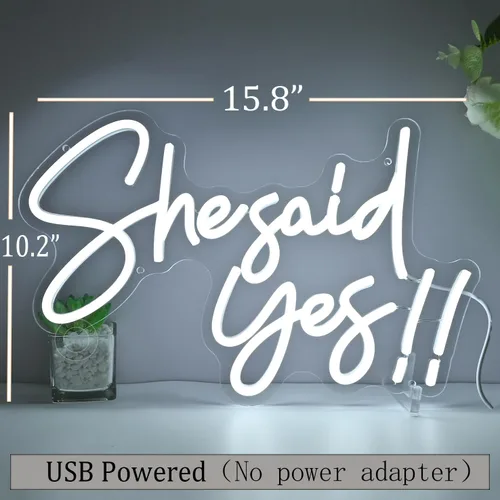 Miniatura 3 de SYLHOME Cartel de neón con luz LED de «She Said Yes !! Propose Engagement Marry Me», letrero de decoración de pared, despedida de soltera, despedida