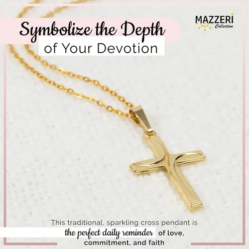 Miniatura 7 de MAZZERI Colgante de cruz de oro de 14 quilates, dijes religiosos de oro hipoalergénico para hombres y mujeres, hecho a mano en los Estados Unidos