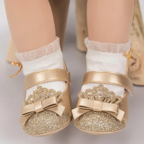 Miniatura 3 de Sawimlgy Zapatos de ballet Mary Jane con lentejuelas para bebé y niña, de piel sintética, para boda, fiesta, princesa, suela de goma, para niños