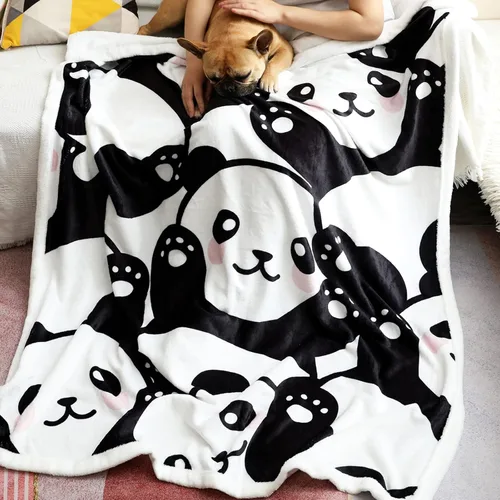 Miniatura 18 de Manta de panda súper suave y acogedora Mantas ligeras azules con diseño de pandas Accesorios de pandabear regalos para niñas, adolescentes y mujeres